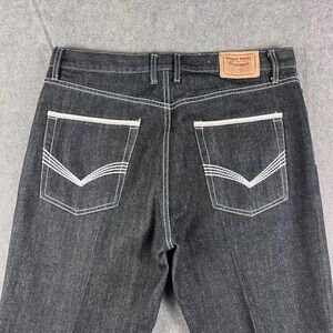 Y2K embroidered jeans men 38x31.5 black skater cyber grunge hip hop rave pinkman